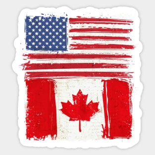 USA and Canadian Flag Sticker